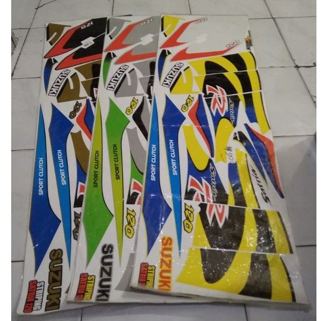 Jual stripping sticker lis motor variasi Satria 120 R warna Biru,Hijau ...