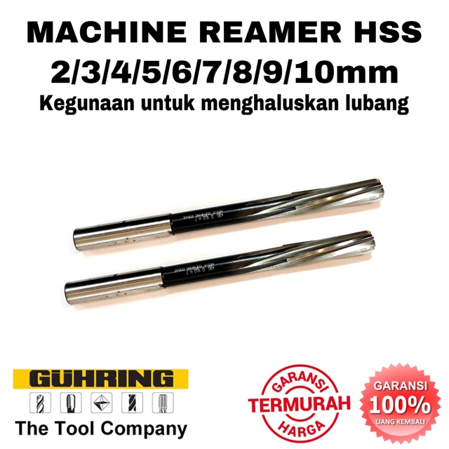Jual PENGHALUS LUBANG MACHINE REAMER HSS GUHRING 2/3/4/5/6/7/8/9/10mm