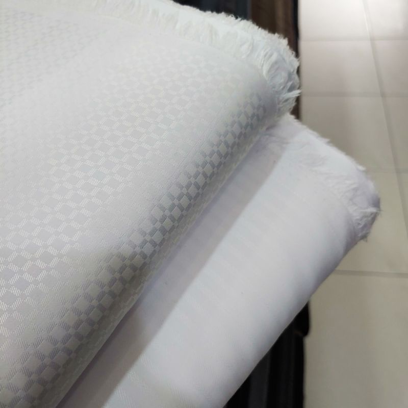 Jual Bahan Kain Kemeja Katun Putih Motif | Shopee Indonesia