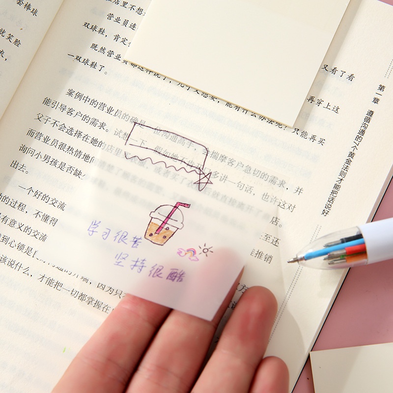 Jual Transparant Sticky Note Waterproof Memo Transparan Menulis Catatan ...