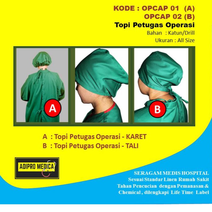 Jual Topi Petugas Operasi kap kepala penutup rambut baju medis rumah ...