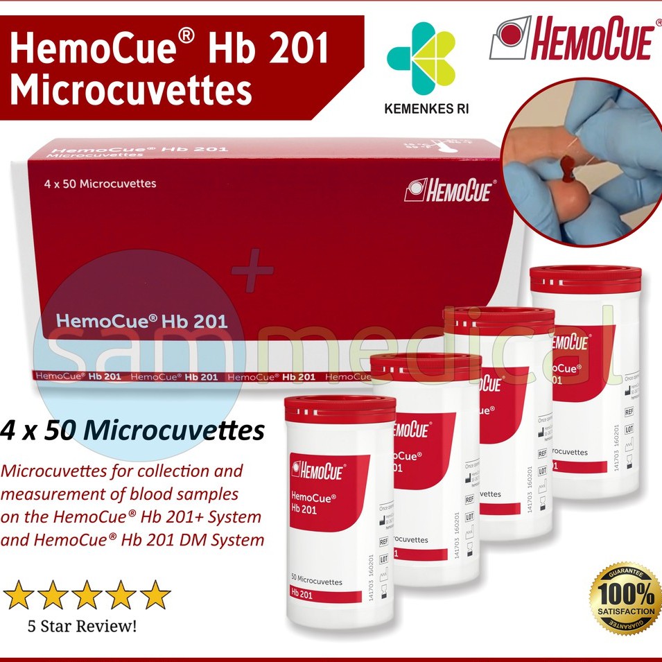 Jual Hemocue HB 201 Microcuvettes / Micro Cuvet 50 Pcs/Botol (Box ...