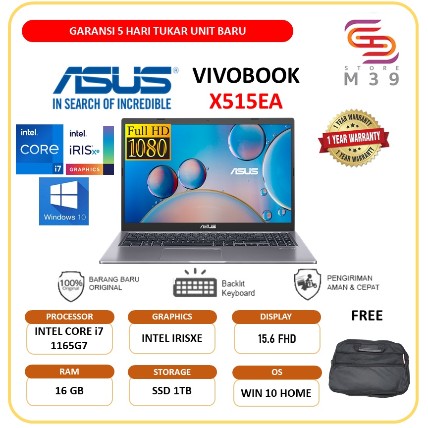 Jual Laptop Asus Vivobook X515ea I7 1165g7 Ram 16gb Ssd 1tb W10 156fhd Shopee Indonesia