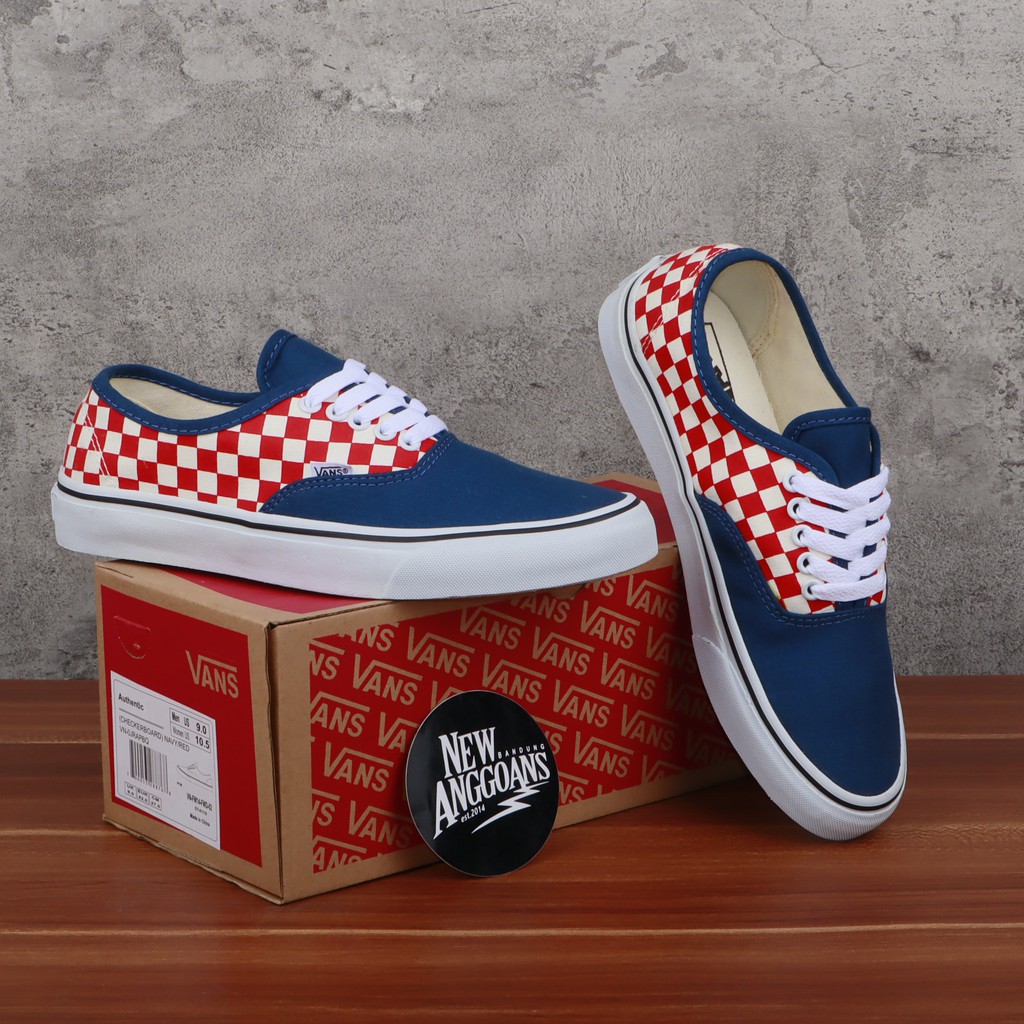 Vans authentic shop checkerboard red blue