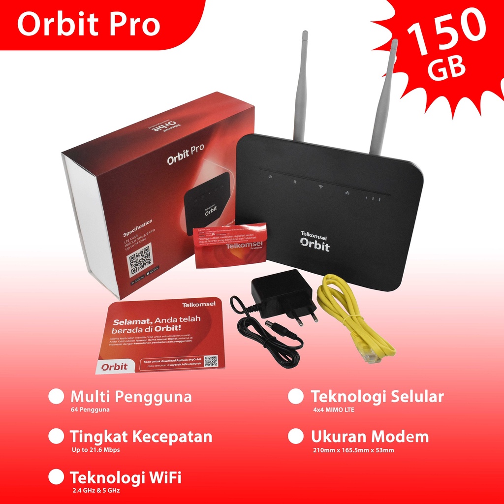 Jual 7.7 Telkomsel Orbit Pro + Bundling Antena Modem Wifi 4G High Speed ...