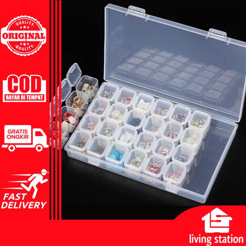 Jual Kotak Penyimpanan Perhiasan Separate Box 28 Slot | Shopee Indonesia