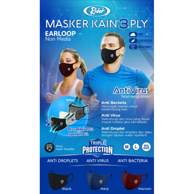 Jual Rider Masker Dewasa Kain 3 Lapis Anti Virus 1 in 1 | Shopee Indonesia