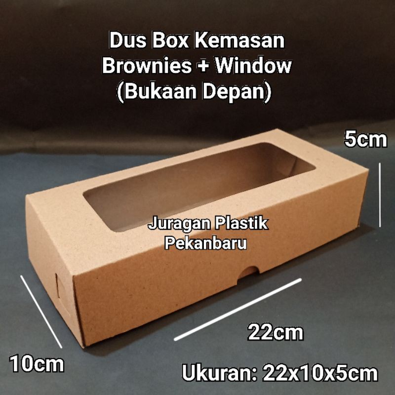 Jual Box Brownies Kraft Window 22x10x5 Cm Dus Kemasan Brownis Coklat Kotak Kue Transparan 4181
