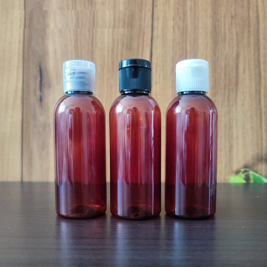 Jual BOTOL 60ML PLASTIK AMBER TUTUP FLIPTOP N18 / BOTOL FLIPTOP AMBER ...