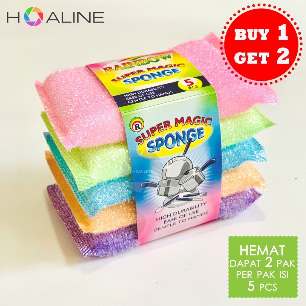 Jual Spon cuci piring super magic / Scouring pad rainbow / spons bantal ...