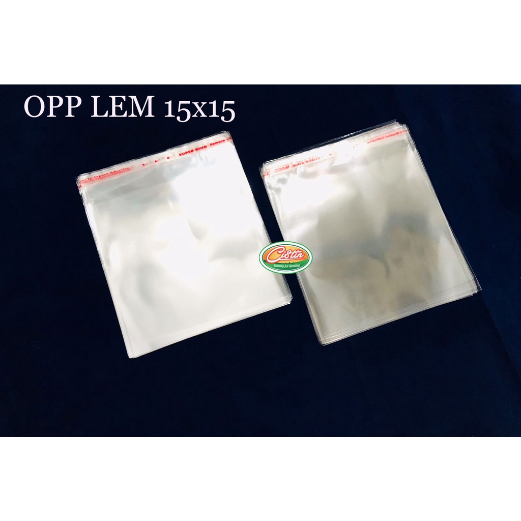 Jual PLASTIK OPP LEM UK 15X15 (queen) | Shopee Indonesia