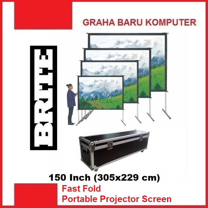 Jual Brite Fast Fold Portable Screen Projector 150 Inch Layar Proyektor ...