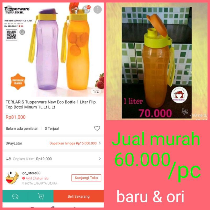 Jual Tupperware eco flip 1 liter (1pc) | Shopee Indonesia