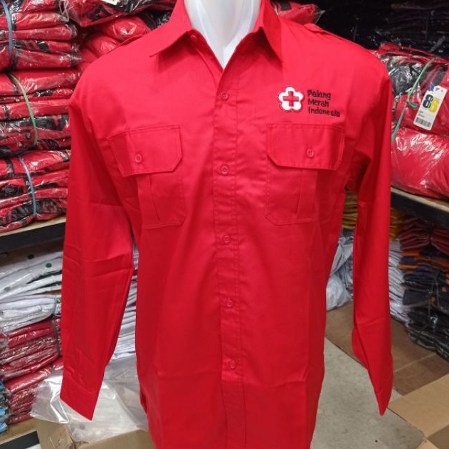 Jual kemeja PMI Baju PMI seragam PMI kemeja palang merah Indonesia baju ...