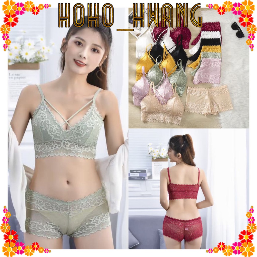 Jual Hoho Hwang B Bra Set Push Up Sexy One Peice Segitiga Bra Berongga Keluar Ringan Bra