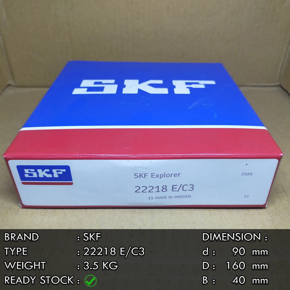 Jual Bearing 22218 E C3 SKF Spherical Roller Bearing Shopee Indonesia