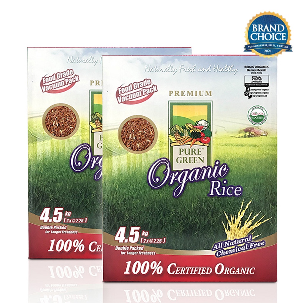 Jual PAKET 2 - Puregreen Organic Rice Beras Organik Beras Merah 4,5 kg ...