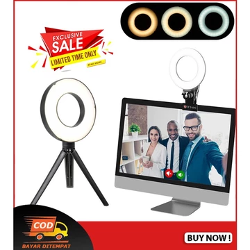Ring Light Clip On Dimmable Lampu Selfie Ring 6 Inch R16