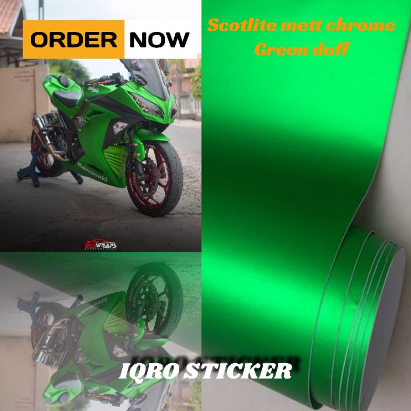 Jual Stiker Skotlet Metalik Krom Hijau Doff Stiker Scotlite Motor Mett