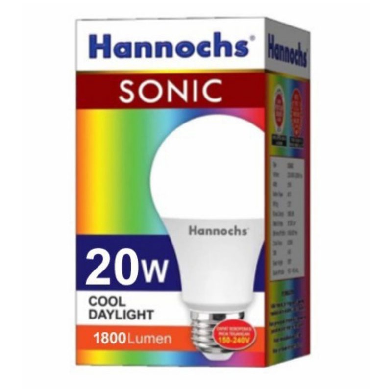 Jual HANNOCHS SONIC LAMPU LED BULB 20W 20 WATT JUMBO PUTIH GARANSI 1 ...