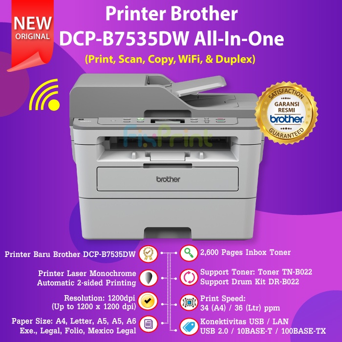 Jual Printer DCP-B7535DW Laser Mono Wireless Multi-Function B7535 DW ...