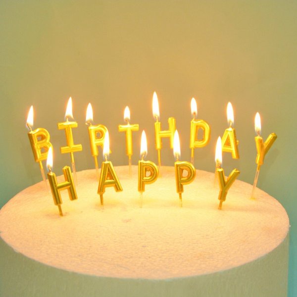 Jual Lilin Huruf Happy Birthday Gold / Lilin Ulang Tahun / Lilin HBD