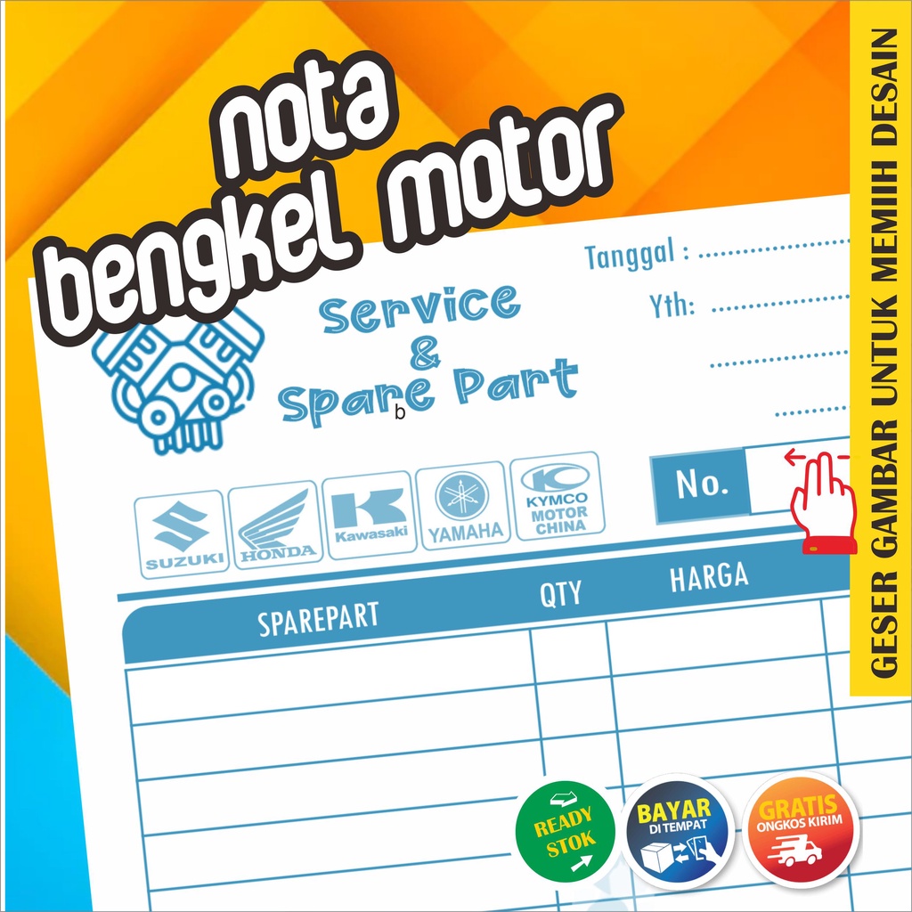 Jual Nota Kontan Bengkel Motor isi 50 2 Rangkap - siap kirim | Shopee ...