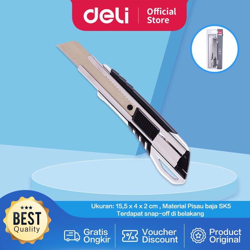 Jual Deli Cutter Besar Bahan Halus dengan pisau baja SK5 sistem kunci ...
