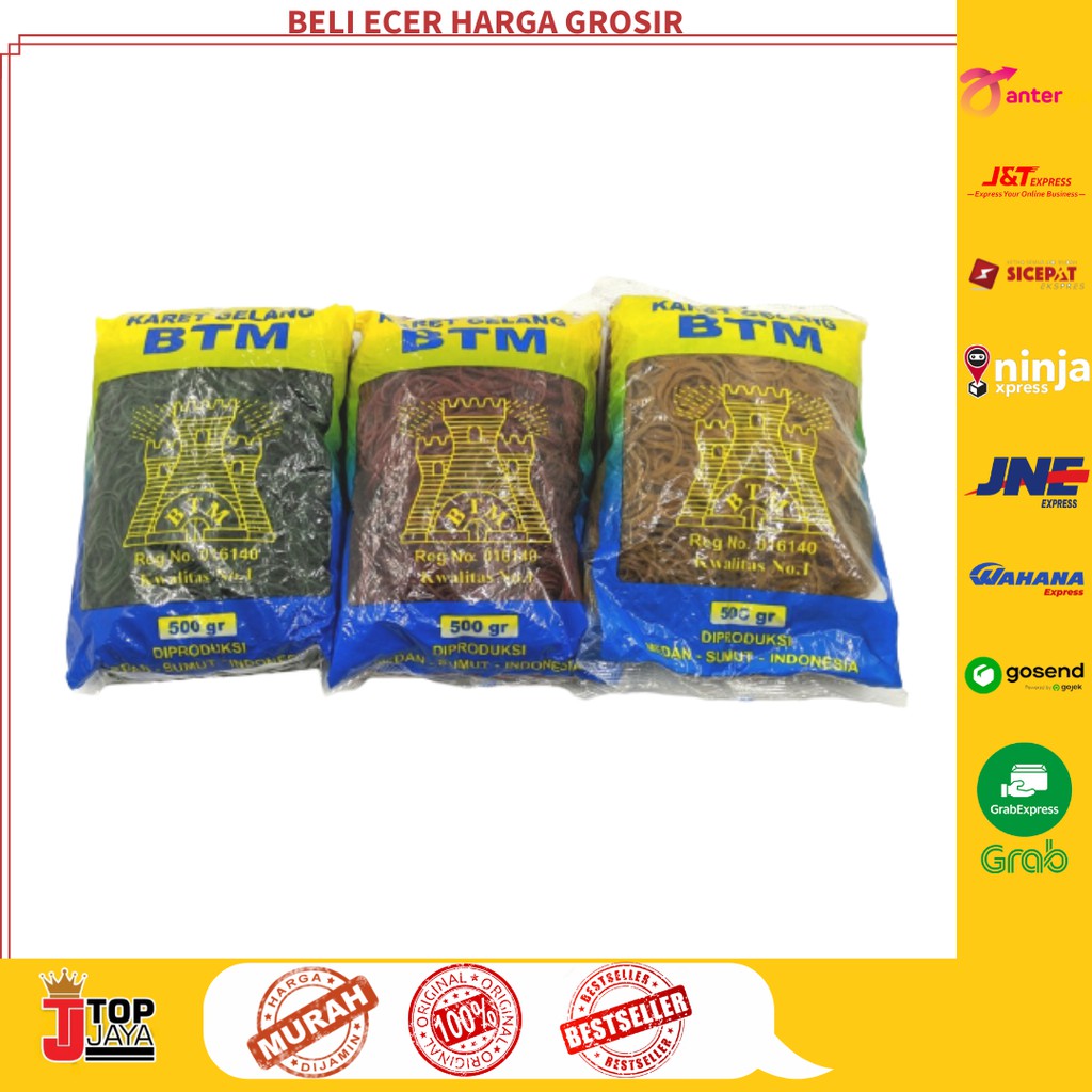 Jual Karet Gelang Rubber Band Btm Super Besar 500 Gr Kuning Merah Hijau