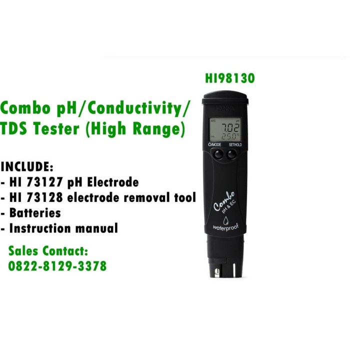 Jual HI98130 / HI 98130 Combo pH/Conductivity/TDS Tester (High Range