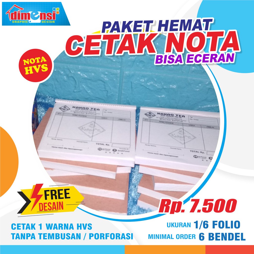 Jual (MINIMAL 6 BENDEL) Cetak Nota Bon / Invoice Tanpa Rangkap / Nota ...