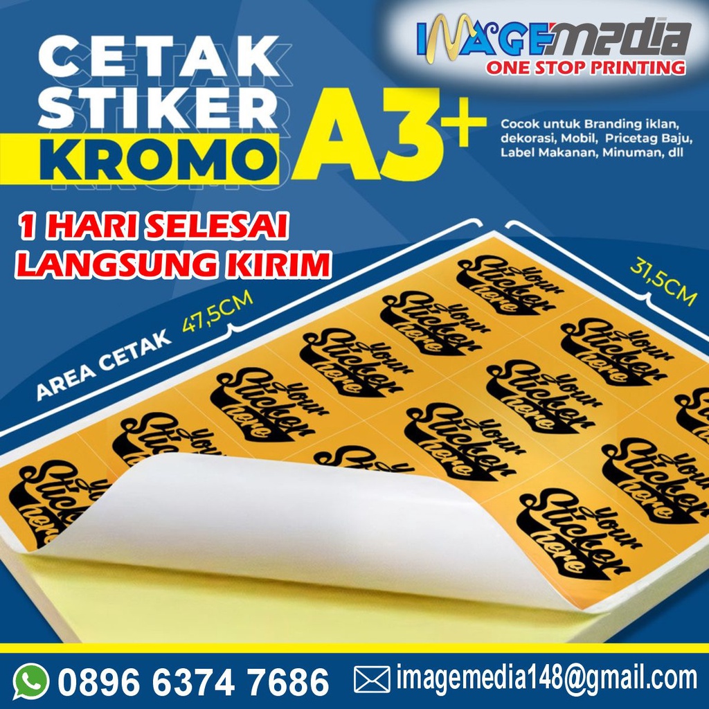 Jual Cetak Stiker Kromo Sticker Cromo A3 Custom Label Produk