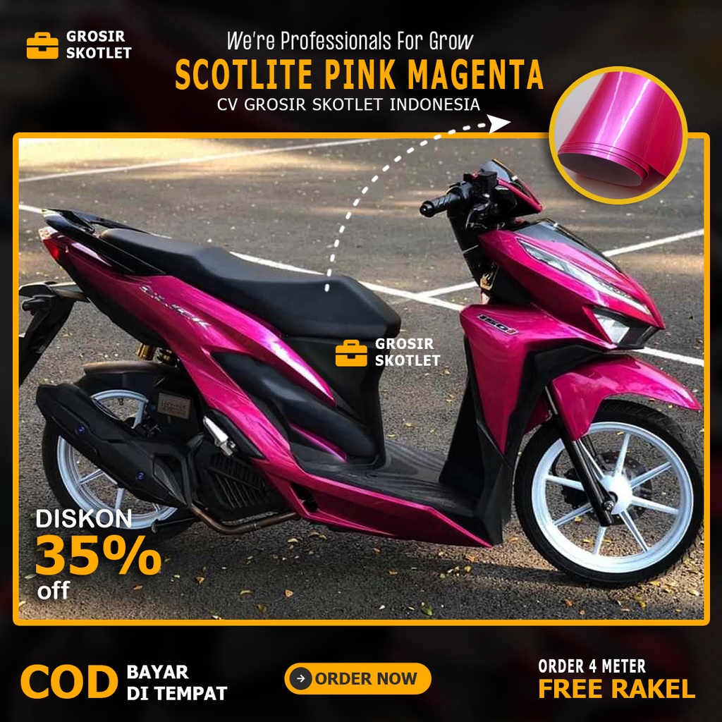 Jual All New Flash Sale Stiker Skotlet Pink Magenta Scotlite Motor