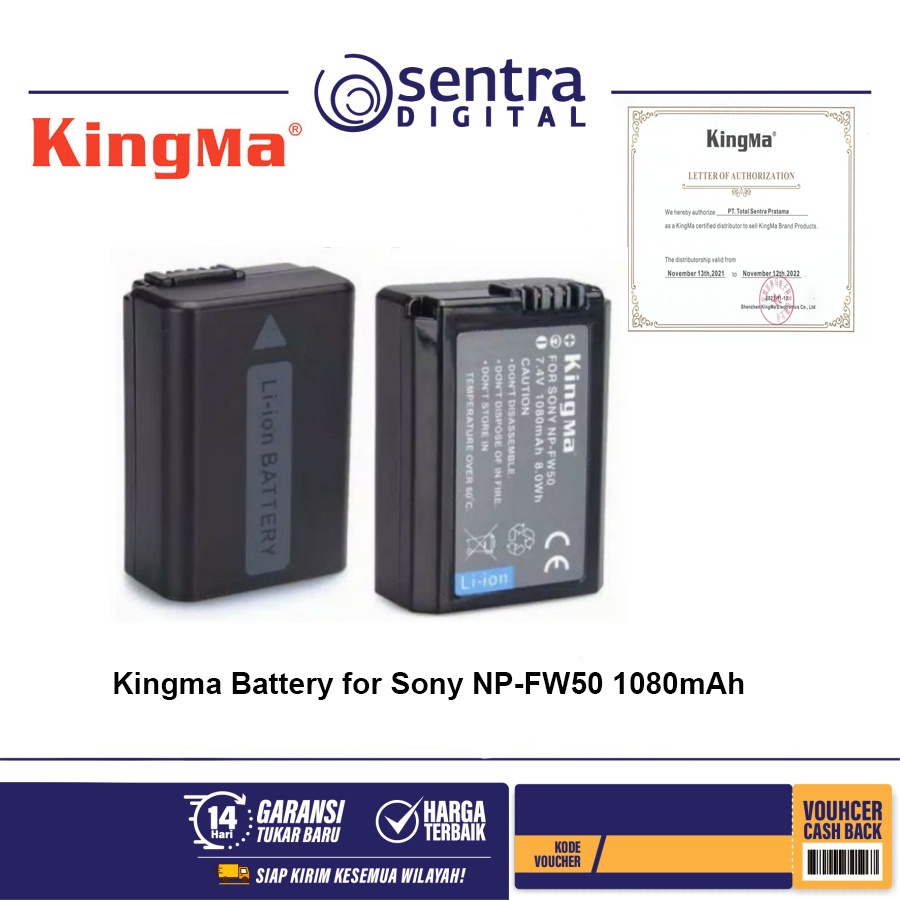 Jual Kingma Sony NP-FW50 NPFW50 NP FW50 1080mAh sony a5000 a5100 a6000 ...