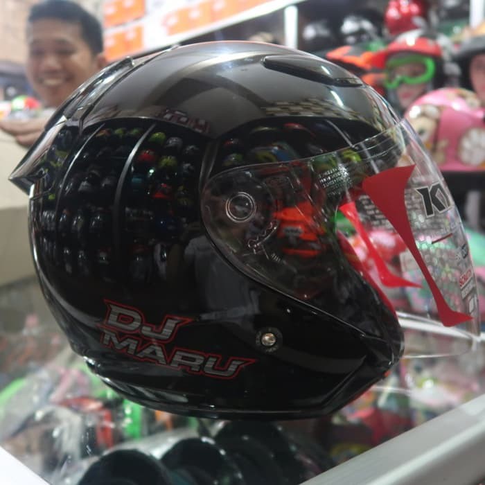 Jual GARANSI TERBAIK !! Helm Half Face KYT DJ MARU Solid Black Shopee