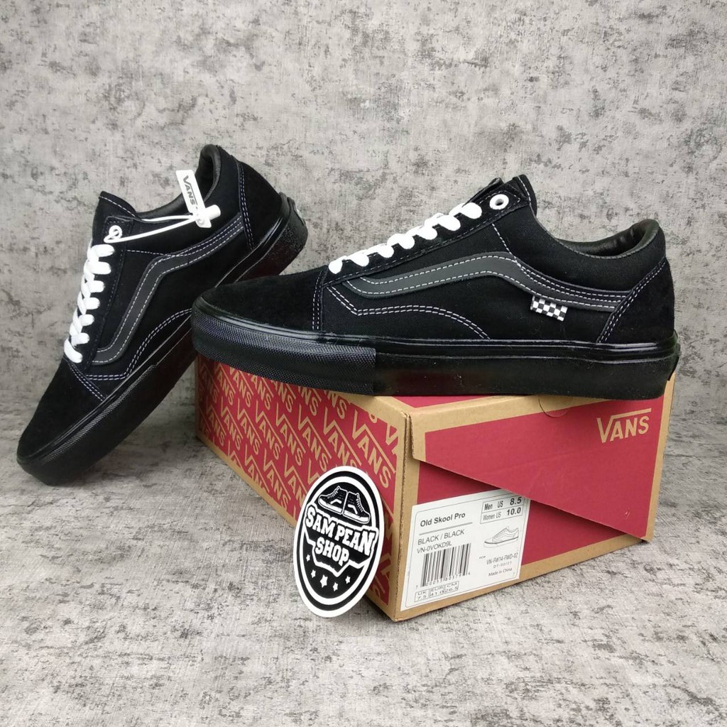 Jual Sepatu Vans Old Skool Pro Full All Black Original Premium BNIB ...