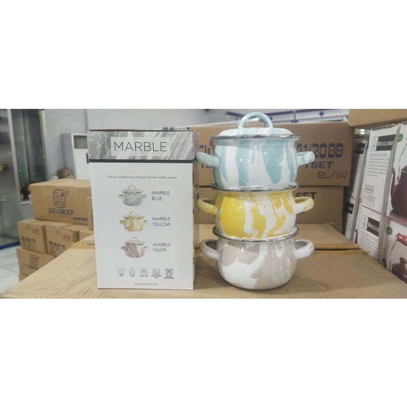 Jual Panci Set Marble 12cm ( biru tosca, kuning, coklat) | Shopee Indonesia