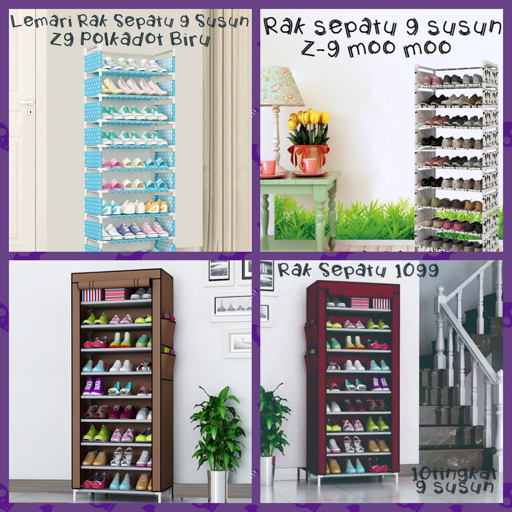 Jual Rak Sepatu 1099 Kain 10 Susun dan 9 Susun Rangka Rak Sepatu ...