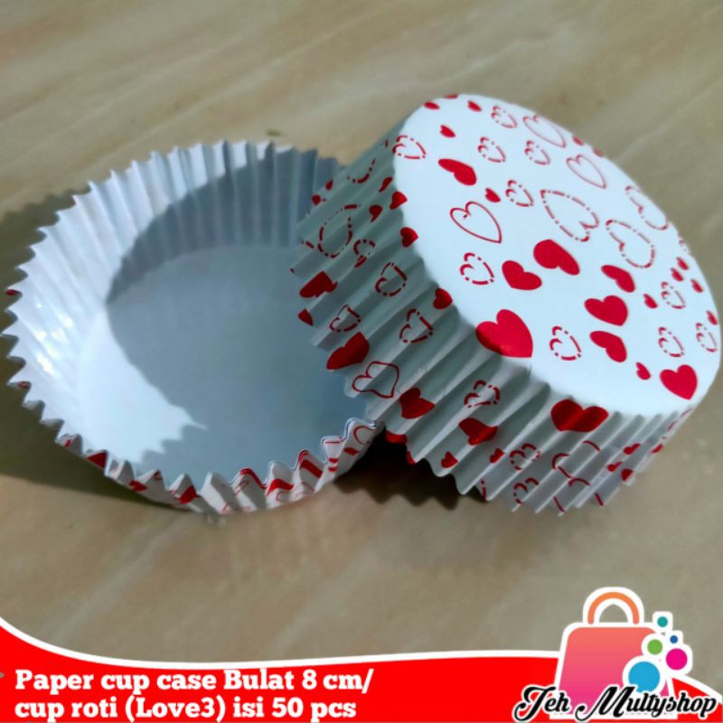 Jual Paper cup case Bulat 8 cm/cup roti (Love3) isi 50 pcs | Shopee ...