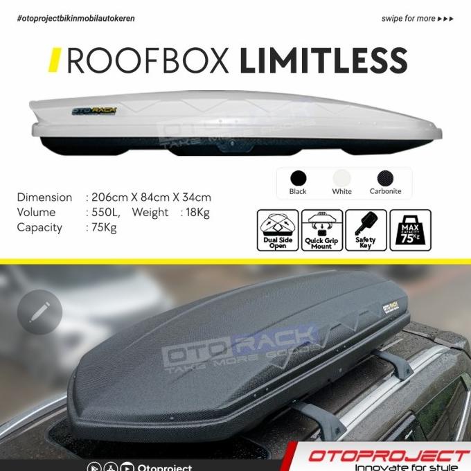 Jual Roof Box / Roofbox Limitless 650 L Black | Shopee Indonesia