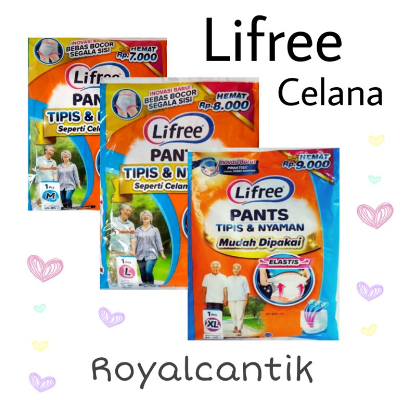 [CELANA] Lifree Pants Popok Celana Dewasa Lansia Melahirkan Murah Rencengan Size : M/L/XL per 1 pcs