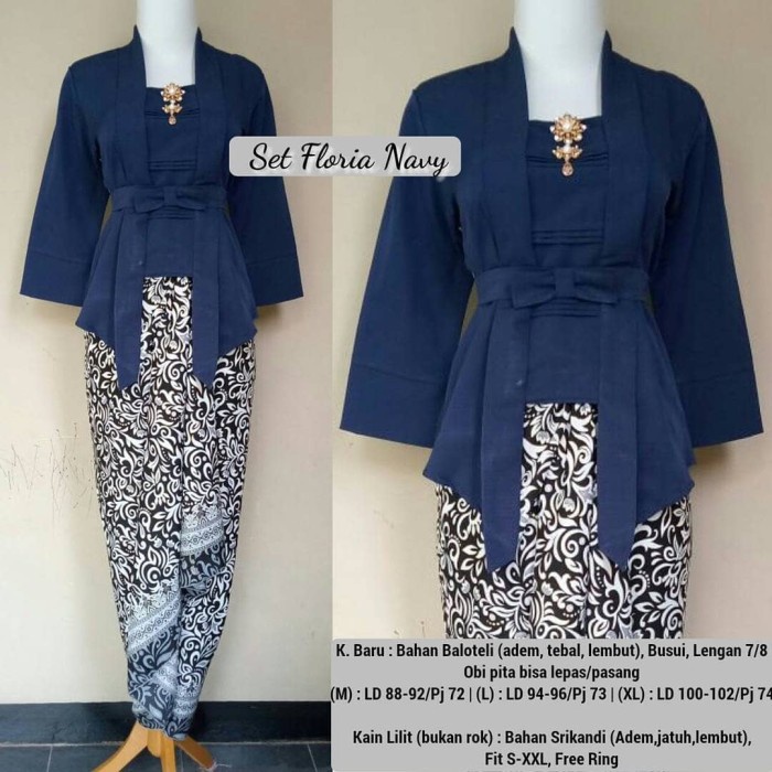 Jual Setelan Kebaya Foy Kutu Baru Floria Navy Dan Pilihan Lain Shopee