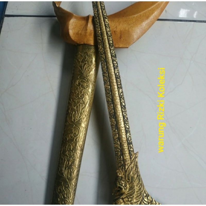 Jual Paket 2 Keris Garuda Lurus Naga Liong Jangkung Kinatah Kamarogan