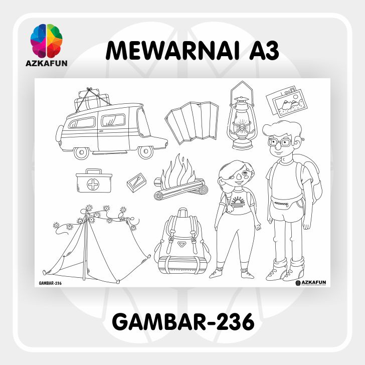 Jual Kertas Mewarnai A3 ADVENTURE - Mewarnai tema adventure camping ...