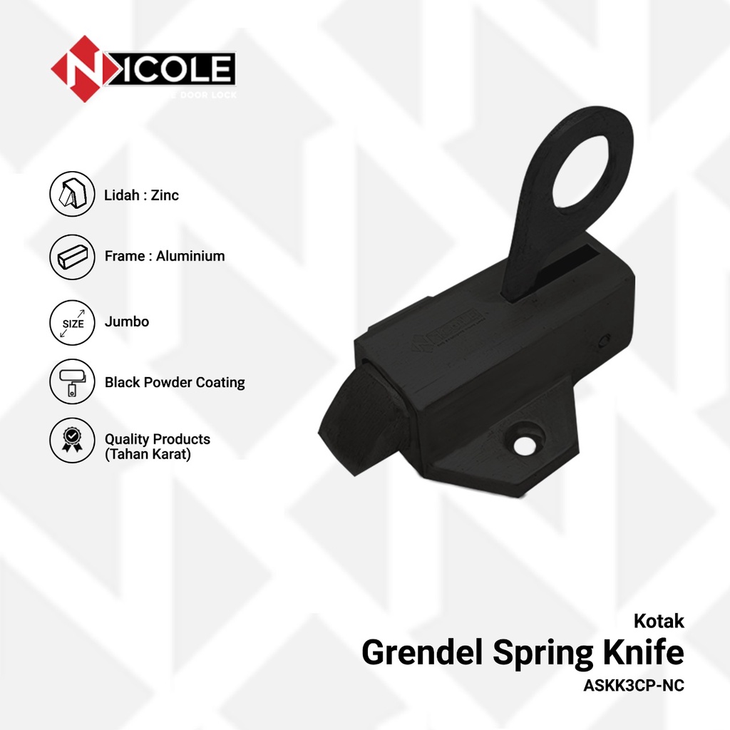 Jual Grendel Spring Knife Kotak Kunci Jendela Nicole Jumbo Shopee