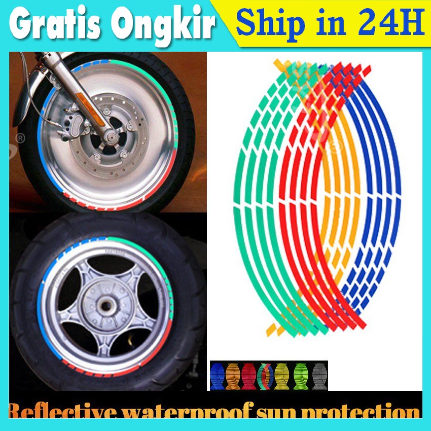 Jual 8 Strip Motor Wheel Reflective Sticker Stiker Roda Sepeda Safety ...