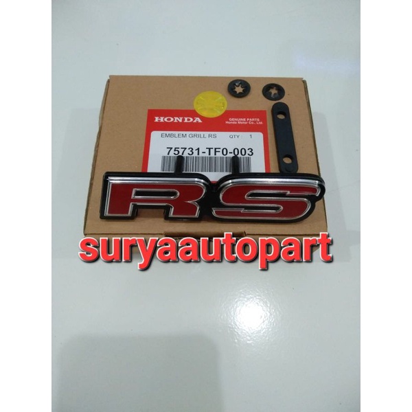 Jual Emblem Logo Lambang Huruf Rs Grill Depan Honda Jazz Rs New Brio