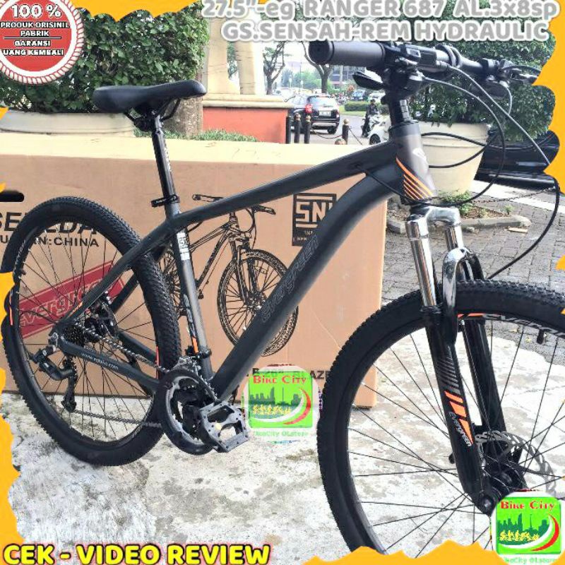 Jual sepeda gunung mtb 27.5 evergreen ranger 687 ALLOY 3x8spSensah REM ...