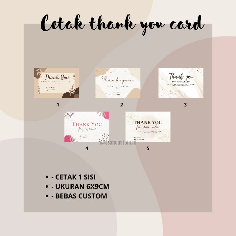 Jual Thank You Card Custom Cetak Kartu Ucapan Terima Kasih Custom Isi Pcs Shopee Indonesia