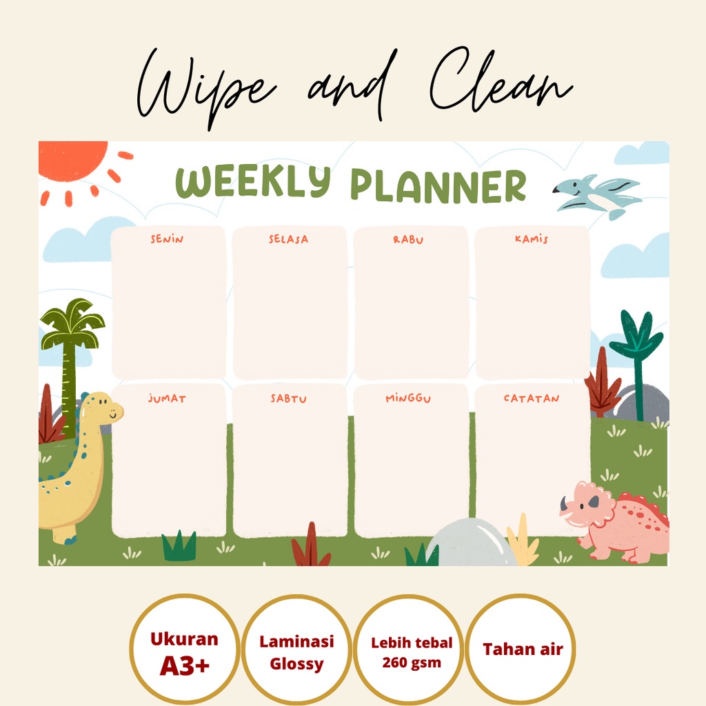 Jual Wipe and Clean | Weekly Planner | Poster Jadwal Pelajaran ...